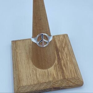 Peace Sign Sterling Silver Ring